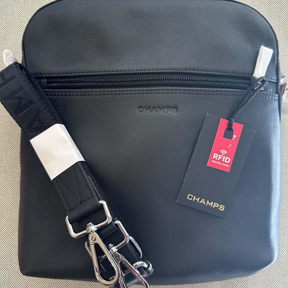 NWT Champs Onyx Leather Crossbody Bag with RFID Protection - Picture 2 of 10